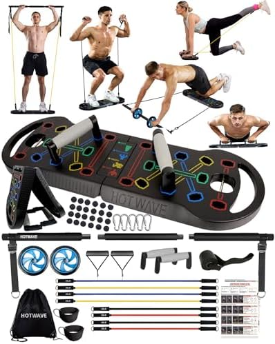 HOTWAVE Push Up Board, Portable PushUp Board, Foldable 20 in 1 Push Up Bar