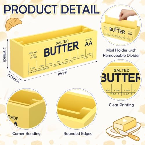 SiliFine Butter Mail Organizer Wooden 2 Slots for Wall Table Countertop