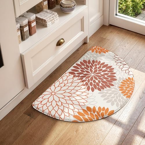 KIMODE Half Circle Fall Kitchen Mats for Floor Cushioned Anti Fatigue Rug