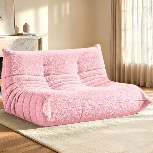 HABUTWAY Bean Bag Chairs Fireside Lazy Floor Sofa,2 Seater,Pink