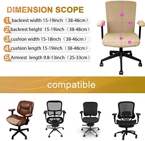 Tallew 4 Pcs Office Chair Covers Stretchable Armrest Seat,XL,Camel
