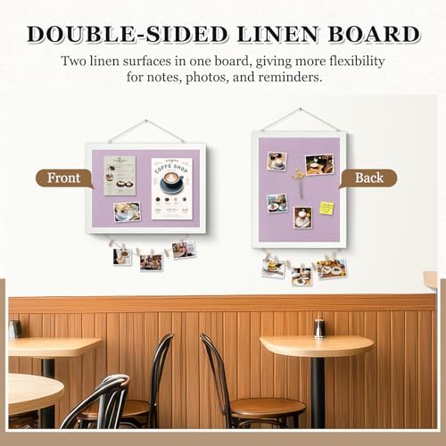DOLLAR BOSS Double-Side Bulletin Board with Linen 16"x12" Cork Board Purple
