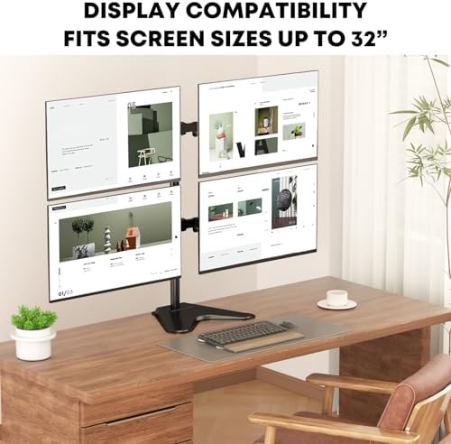 PUTORSEN Quad Monitor Stand for 4 Screens, 17-32", 19.8 lbs Each