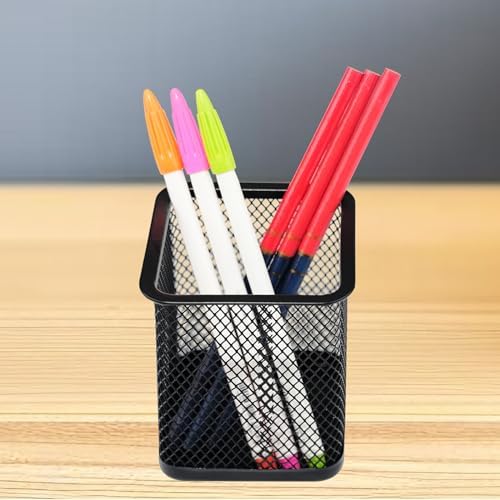 HSYMQ Pen Holder for Desk, Wire Mesh Pencil Cup Holder for Desk Organizer for Office Supplies