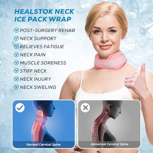 Neck Ice Pack Wrap, Reusable Cold/Hot Gel for Neck Pain, Pink