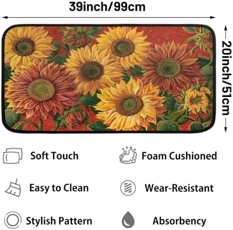 Sunflower Kitchen Mats Cushioned Anti Fatigue Kitchen Rugs Non-Slip A-1
