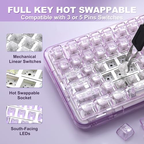 YUNZII X98 Wireless Mechanical Keyboard with Knob (Purple, Snow Switch)