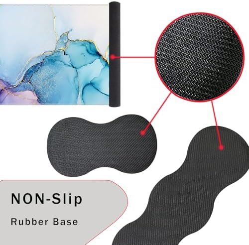 Keyboard Wrist Rest and Mouse Pad with Wrist Support Set Ergonomic Coaster,Memory Foam,Easy Typing Pain Relief,Large XL Desk Mat 31.5"x 11.8",Cyan Blue Marble