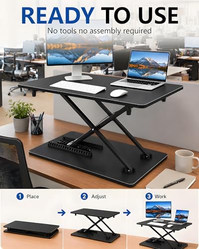 Standing Desk Converter Adjustable, 25.16" x 15.75" Sit Stand Desk Riser