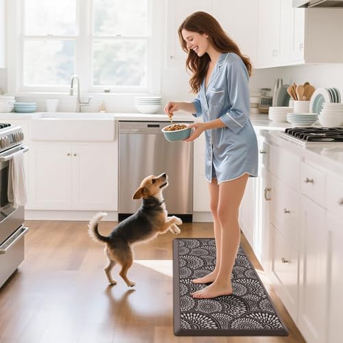 Mattitude 4/5 Inch Kitchen Mat, 20x53in Heavy Duty Ergonomic Comfort Foam Standing Desk Mat, Waterproof Non-Slip Standing Mats and Rugs for Kitchen, Office, Black