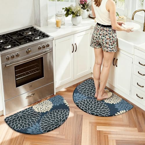 KIMODE Half Circle Kitchen Mats for Floor Cushioned Anti Fatigue Semi Round