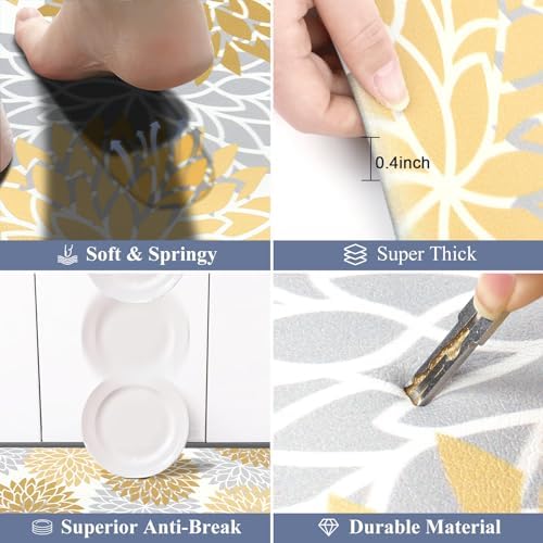 HEBE Anti Fatigue Kitchen Rugs Set of 2, Cushioned Kitchen Mats for Floor