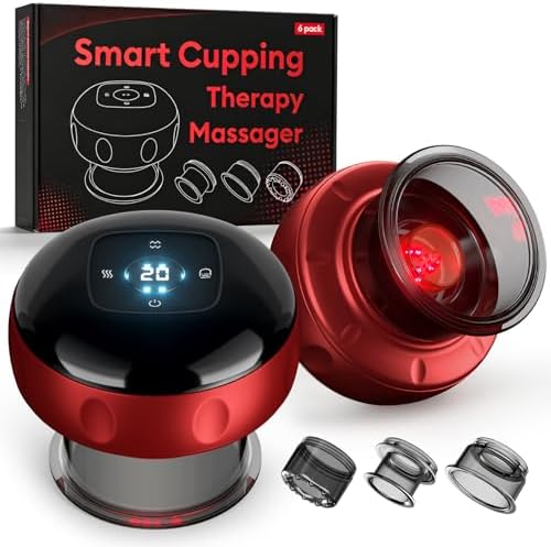 6 Pack Cupping Set,Smart Cupping Massager,Cupping Set with 2 Modes for Targeted Muscle Soreness,Tighter Skin,Cupping Kit with 20 Levels Suction and Heat
