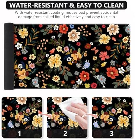 iCasso Desk Matt for Desktop, Cute Desk Pad Mat,Large Mouse Pad,Floral
