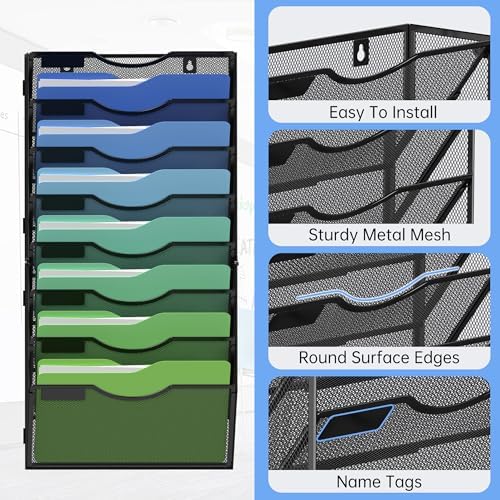 Kuntine.B Wall File Organizer Office Hanging Magazine Holder Wall File Organizer for Office Home