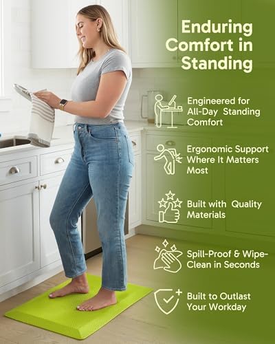 Ophanie Kitchen Mats for Floor, 3/4 Inch Thick Kitchen Rugs, 20x32 Anti Fatigue Standing Cushioned Mat,Waterproof,Comfort Ergonomic Mat for Office, Home, Sink with 99+ Pairs of Anti-Slip Bottom Ridges