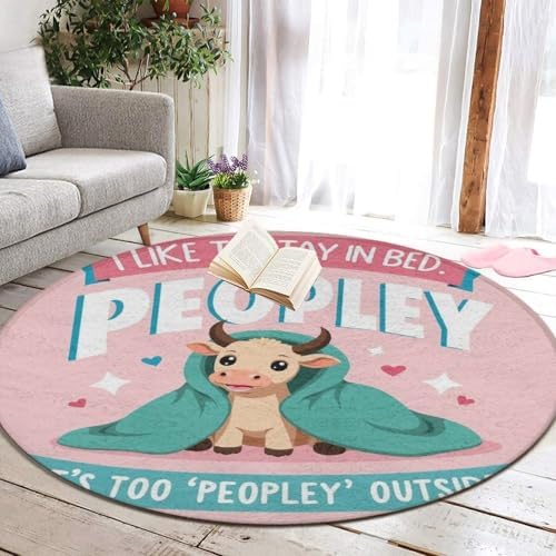 Circular Rugs Large Modern Round Area Rug Fashion Decor Mat for Home Office Cute Funny Highland Cow