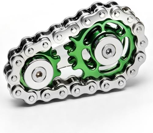 Metal Fidget Spinner Toys for Teens Boys Adults Bike Chain Roller Gadgets ADHD Figette Anxiety Stress Relief Items Quiet Figet Desk Offices EDC Men Easter Basket Stuffer - Green