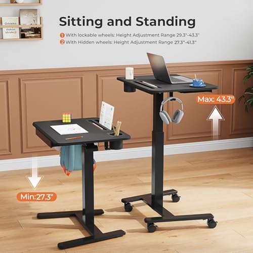 28" Mobile Standing Desk with Drawer, Portable Laptop Desk (Pack of 2)