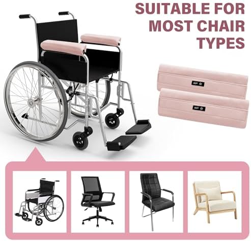 SPRING SEAON Wheelchair Armrest Covers, Soft Suede Memory Foam Pads, 1 Pair