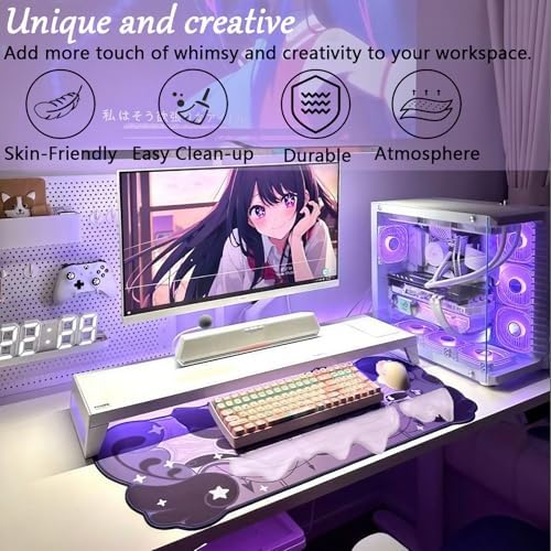 Gel Mountain Wrist Rest for Keyboard and Mouse Abstract Clear Purple Keyboard Wrist Rest Transparent Ergonomic Cute Minimalist Mouse Wrist Pad Cool Silicone Non-Slip Support for Computer Office Decor