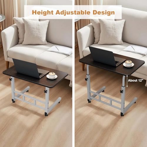 Garvee Standing Desk Adjustable Height, Small Standing Desk with Wheels, Mobile Portable Rolling Laptop PC Table Adjustable Height Computer Workstation for Home Office Study Bedroom Black