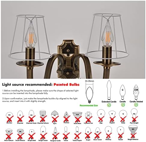 Fuloon Clip on Chandelier Lamp Shades, 3.14x5.51x4.72 in, Small Sconce Shades for Candelabra Bulbs, Rustic/European/French Country Style(6 Pack, Coffee)