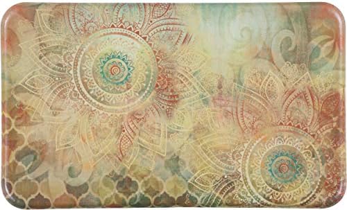 J&V TEXTILES Anti Fatigue Cushioned Comfort Mat, Ergonomically Durable, Supportive, Padded, Thick and Washable, Stain-Resistant, Kitchen, Garage, Office Standing Desk Mats (Boho Study Floral)*
