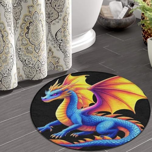 Circular Rugs Large Modern Round Area Rug Fashion Decor Mat for Home Office Colorful Dragon