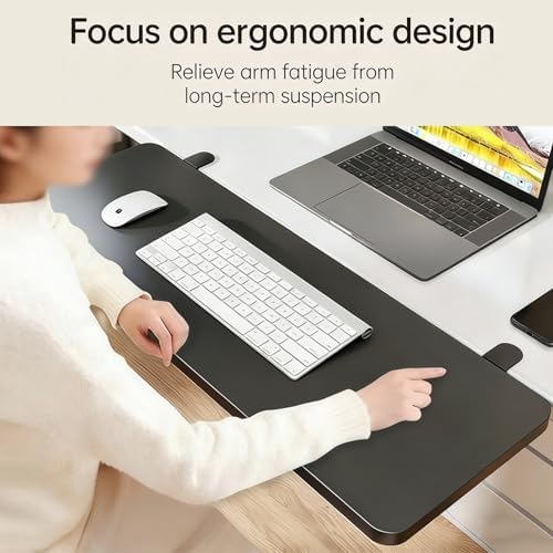AWSAD Ergonomic Desk Extension Tray, Desk Extension Clamp On Desk Dxtender, Keyboard Extender for Desk, Keyboard Tray for Office Home Use(50x25cm)
