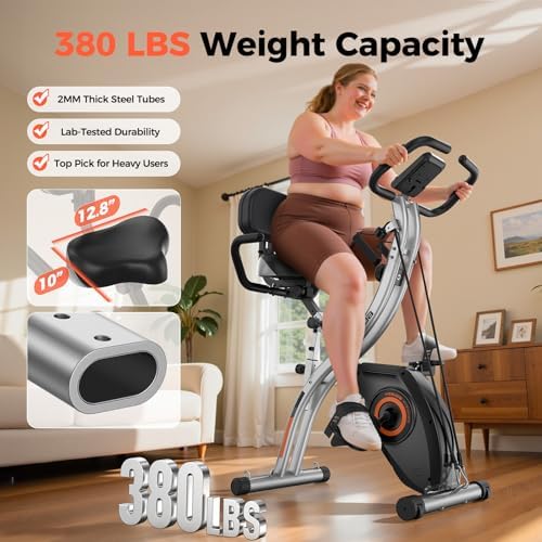 YOSUDA Folding Exercise Bike, 5 IN 1 Foldable Stationary Bike for Seniors