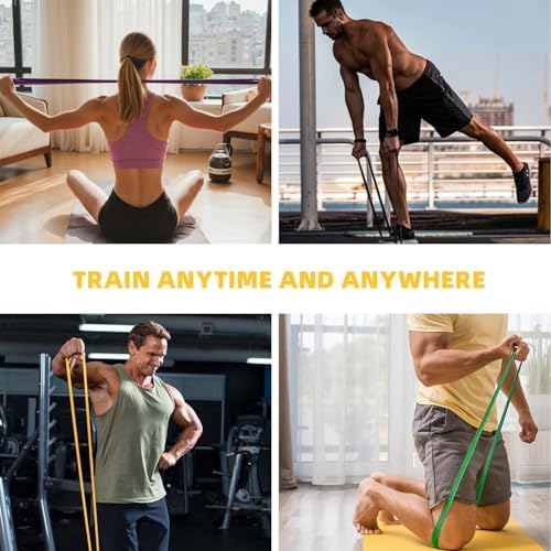 Exercise Bands，Set of 6 Resistance Bands for Working Out,Pull Up Bands Set,at Home Workout Equipment,Instruction Guide and Carry Bag Included