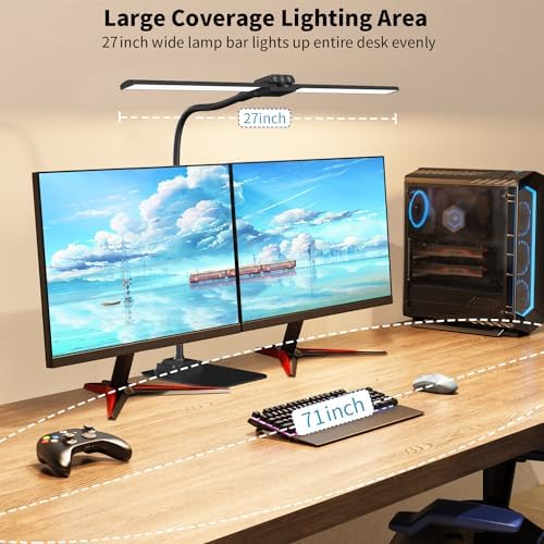 LED Desk Lamp Double Light: 1200LM Desk Light Base for Home Office, Black