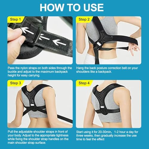 Posture Corrector for Men and Women, Adjustable Back Brace, Comfortable & Breathable Clavicle Straightener, Providing Pain Relief from Bad Posture, Waist, Neck, Back Pain (Medium)