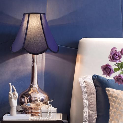 GO&SO Lamp Shades 1Pc,6" x 13" x 10.6",Scalloped Lamp Shade,Blue Petals