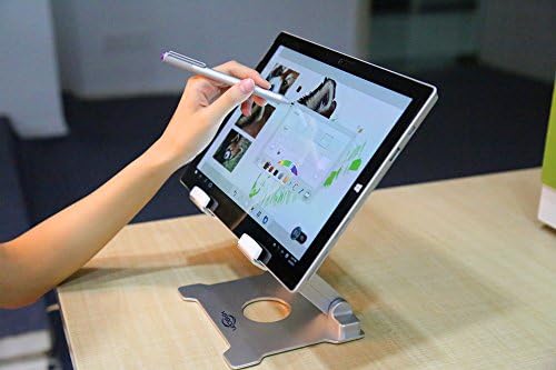 KABCON Quality Tablet Stand,Adjustable Foldable Eye-Level Aluminum Solid Up to 15-in Tablets Holder for Microsoft Surface Series Tablets,iPad Series,Samsung Galaxy Tabs,Amazon Kindle Fire,Etc.Silver
