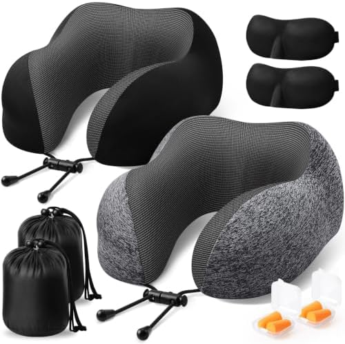 ExploreBliss Travel Pillow, Neck Pillow Airplane, Grey & Black