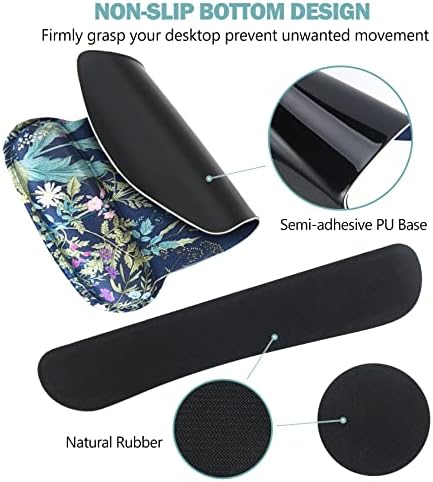 AIMSA Ergonomic Keyboard Wrist Rest and Mouse Pad with Wrist Support Set, Memory Foam Non-Slip Rubber Base, for Home, Office, Easy Typing, Pain Relief, Flowers Plants