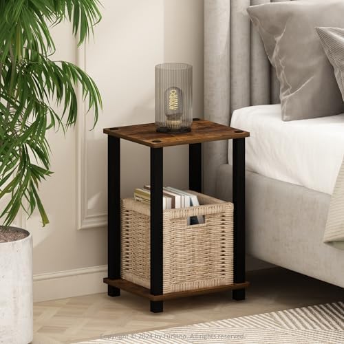 Furinno Simplistic Toolless 2-Tier Compact Night Stand, Amber Pine