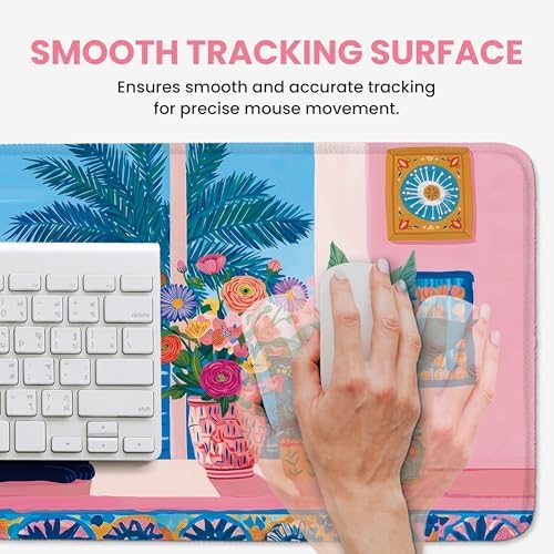 Aesthetic Desk Mat, Cute Quiet Cat Desk Pad Protector for Work & Decor, 35.4" x 15.7", Pretty Non-Slip Extended Mouse Pad for Office or Home