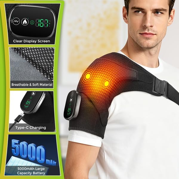 Cordless Shoulder Heating Pad, FSA Eligible Heated Shoulder Massager