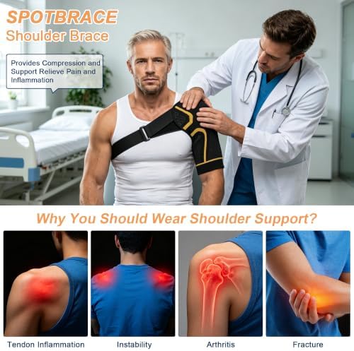 SPOTBRACE Shoulder Compression Sleeve Adjustable Shoulder Support Brace, M