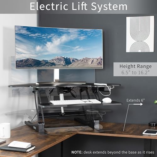 VIVO Black 43 in Electric Corner Desk Converter, DESK-V000VCE