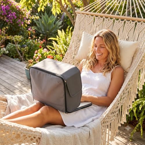 Laptop Sun Shade Folds to Computer Sleeve Bag, Gray