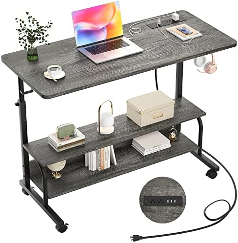 Armocity 39" Rolling Standing Desk with Charging Station for Couch Bed