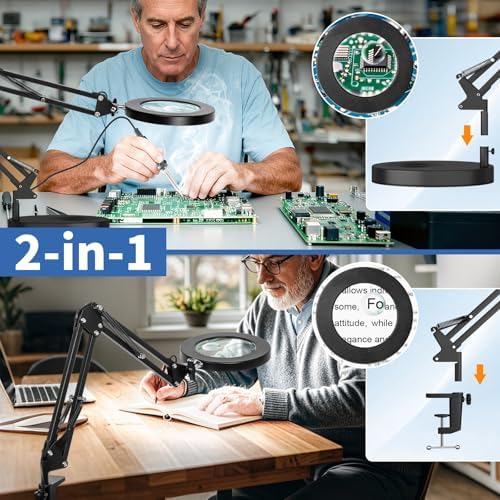 HITTI 30X 10X Magnifying Glass with Light, 1800 Lumens Stepless Dimmable