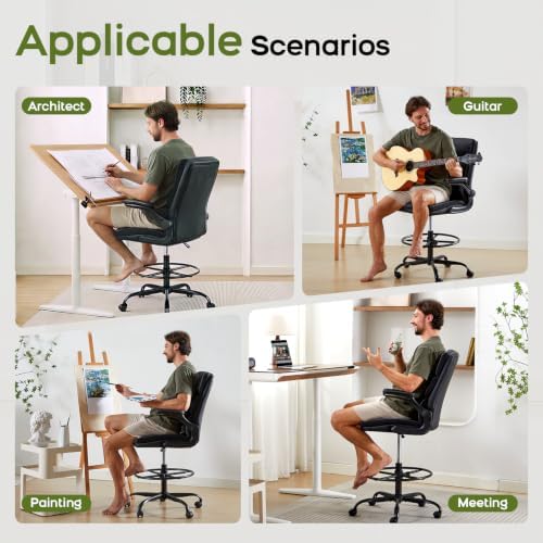 amseatec Drafting Chair, Tall Office Chair with Footrest for Standing Desk