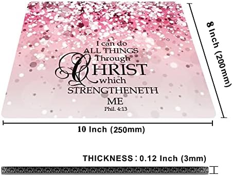 Pink Mouse Pads for Desk,Cute Bible I Can Do All Things Unique Design Computer Mousepad with Non-Slip Rubber Base for Women,Desk Pad Mousepads Computer Mouse Pads Laptop Wireless Mouse