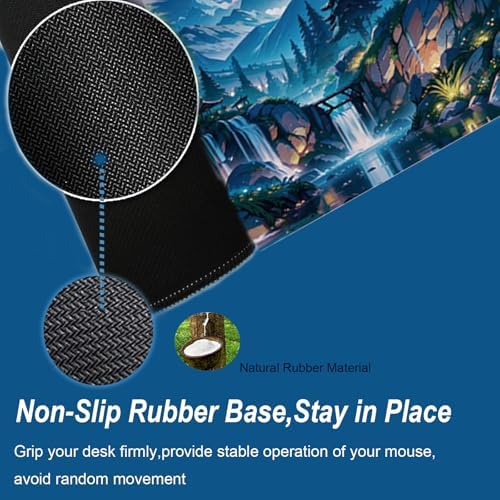 Gaming Mouse Pad 31.5x11.8 inch XL Large Extended Mouse Pad, Big Mousepad Desk Mat for Computer with Non-Slip Rubber Base and Stitched Edge-Blue Moon