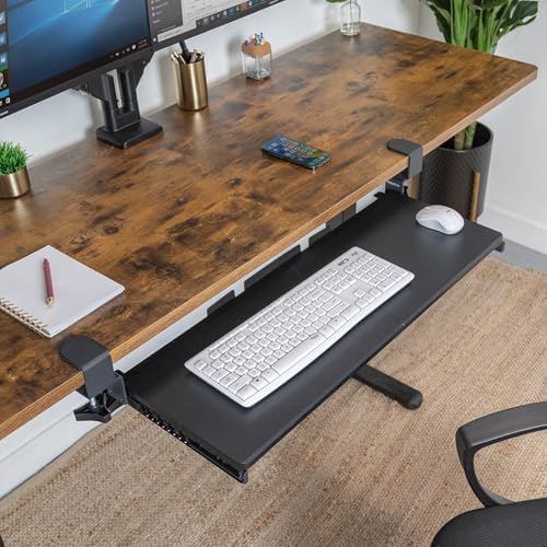 Mount-It! Keyboard Tray Under Desk, 30" (36" Including Clamps) Extra-Wide Pull Out Drawer, No-Drill C-Clamp Mount, Fits Desks 0"–1.77" Thick, Holds 11 lbs, Black